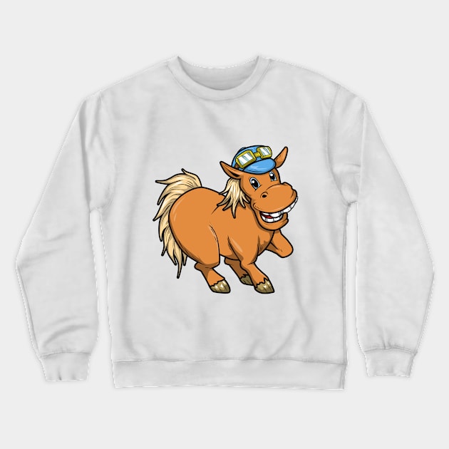 Horse with Glasses Crewneck Sweatshirt by Markus Schnabel